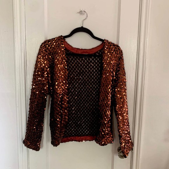 Vintage Copper Sequin Cardigan - Picture 4 of 5